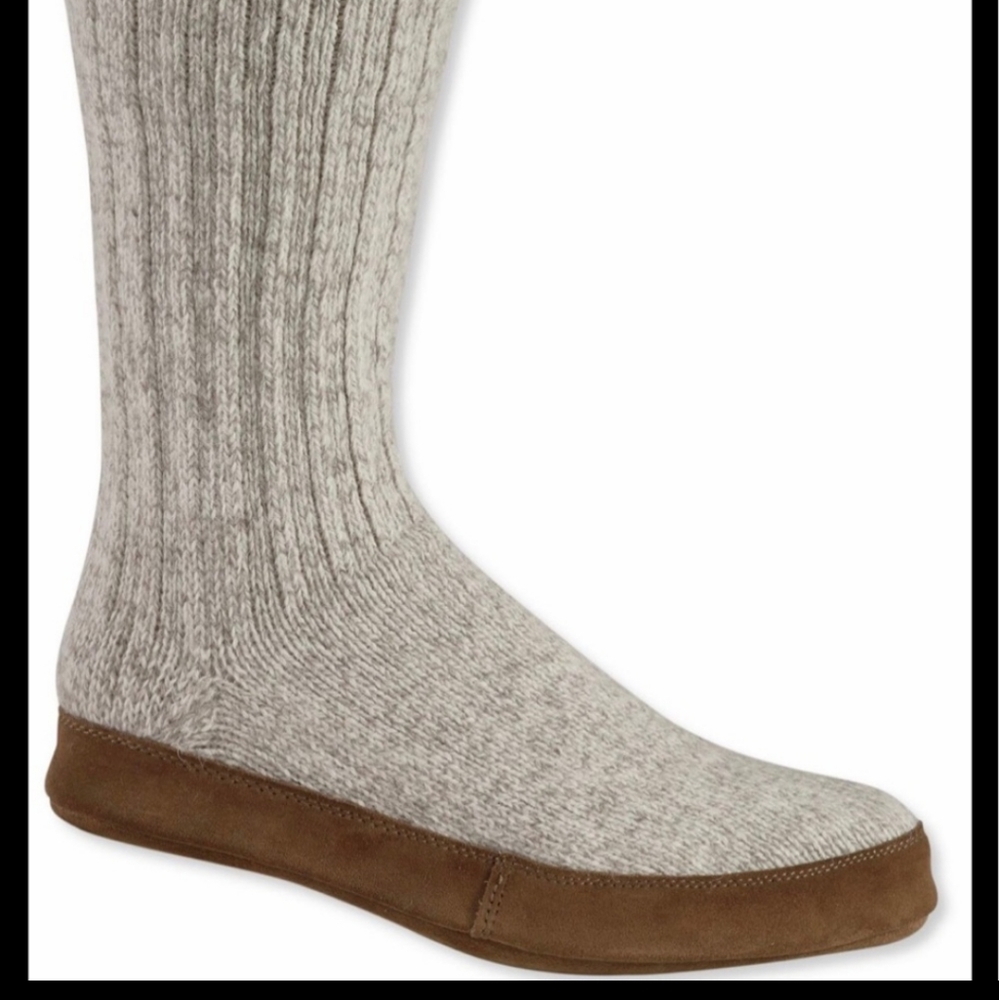 L.L Bean Knit Slipper Socks (grey/ cream)